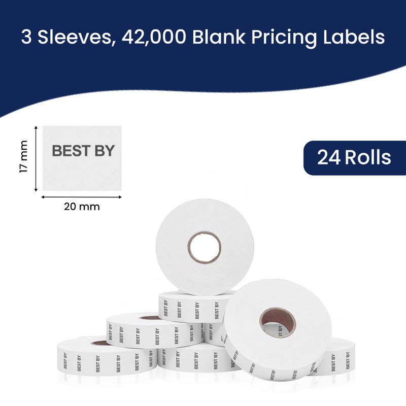 Perco Best by Labels for Monarch 1136 Price Gun - Buy 2 Sleeves Get 1 Free | 24 Rolls, 42,000 Marking Labels - with Bonus Ink Rolls - Image 3